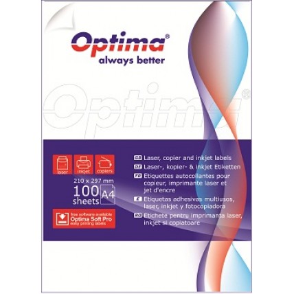 Etichete albe autoadezive 16/A4, 105 x 37 mm, 100 coli/top, Optima