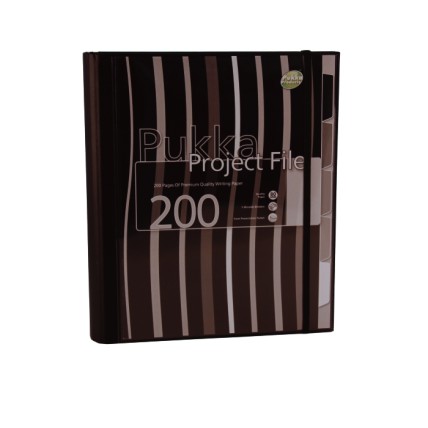 Project file A4 (caiet mecanic cu buzunar), 100 file 80g/mp, 4 inele, Pukka Pad - dictando - negru