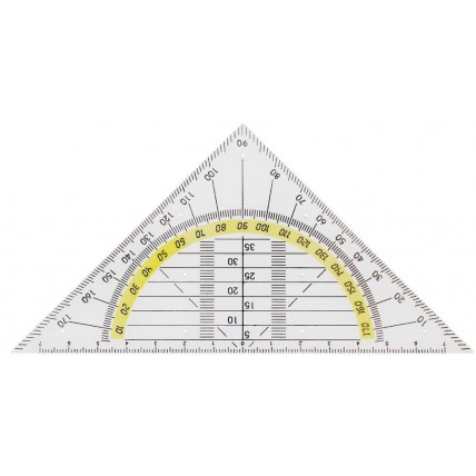 Echer flexibil 22 cm, cu raportor 180 grade, plastic transparent, ALCO