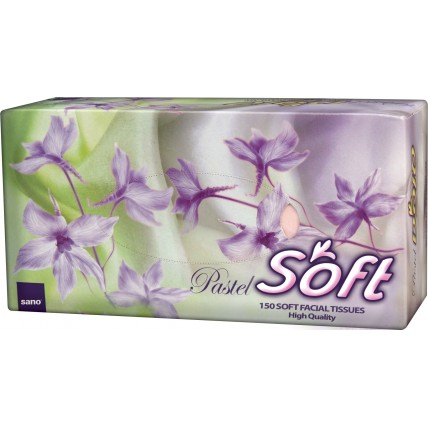 Servetele cutie, 2 straturi, 150 buc/pac, SANO SOFT FACIAL TISSUES