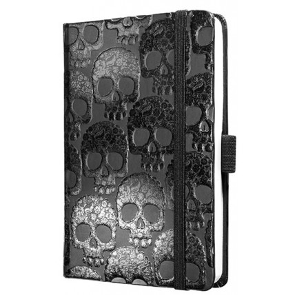 Caiet lux cu elastic, coperti rigide, A6(95 x 140mm), 97 file, Conceptum - shiny skull - dictando