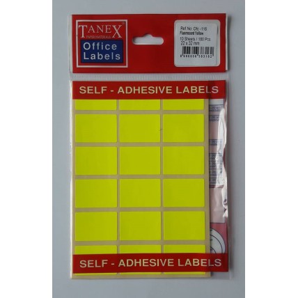 Etichete autoadezive color, 22 x 32 mm, 90 buc/set, TANEX - galben fluorescent