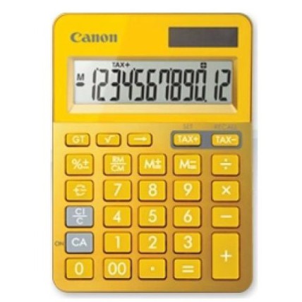 Calculator birou, 12 Digits, CANON LS 123 color , 145 x 104 x 25 mm-galben