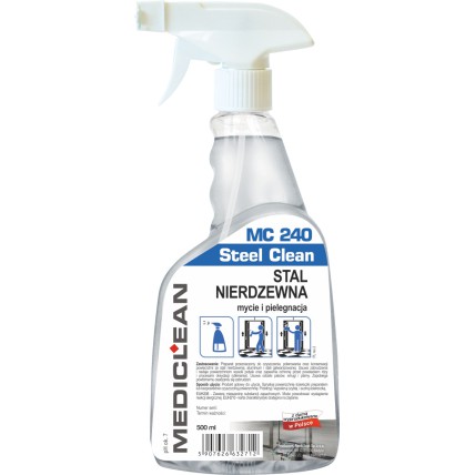 Detergent pentru curatarea si ingrijirea otelului inoxidabil Mediclean MC240, cu pulverizator 500ml