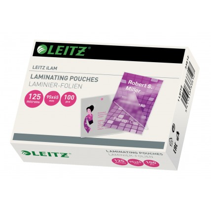 Folie laminare LEITZ, la cald, 65x95 mm, 125 mic, 100 buc/set