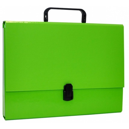 Servieta din carton laminat, A4/5cm, cu inchidere si maner, Office Products - verde deschis