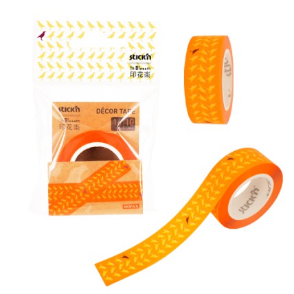 Banda pentru decorat in rola, 16 mm x 10 m, Stick"n - design portocaliu