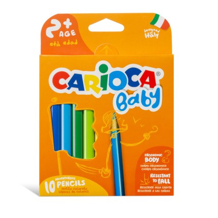 Creioane colorate CARIOCA Baby 2+, triunghiulare, 10 culori/cutie