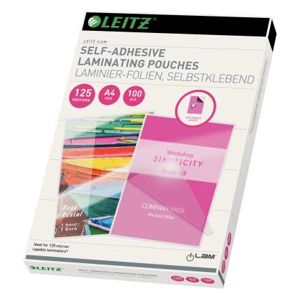 Folie Leitz Quality adeziva pentru laminare la cald, A4, 125 mic., 100/set