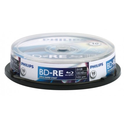 Blu-Ray disk Rewritable, 25GB, 2x, 10 buc/Cakebox, PHILIPS