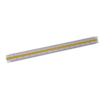 Rigla 30 cm, triunghiulara cu 6 scale (1:2.5; 1:5; 1:10; 1:20; 1:50; 1:100), KANGARO