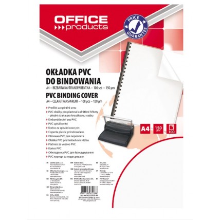 Coperta plastic PVC, 150 microni, A4, 100/top, Office Products - transparent cristal