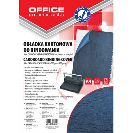 Coperta carton imitatie piele 250g/mp, A4, 100/top Office Products - bleumarin