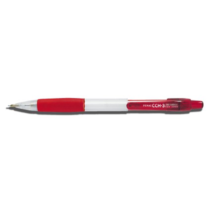 Creion mecanic PENAC CCH-3, rubber grip, 0.7mm, varf metalic, corp transparent - accesorii rosii