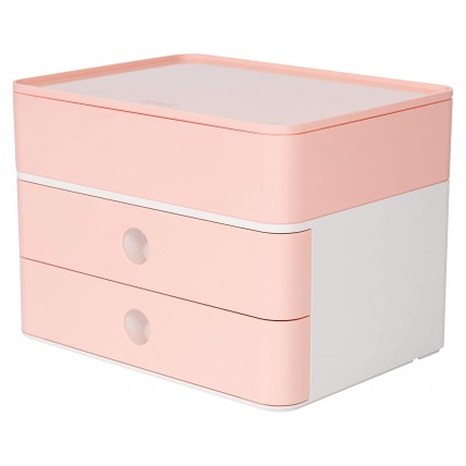 Suport cu 2 sertare + cutie ustensile HAN Allison Smart Box Plus - roz flamingo