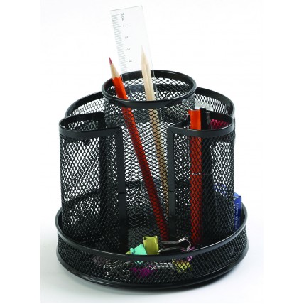 Organizer metalic Mesh, de birou, rotativ, Q-Connect - negru