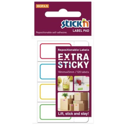 Etichete autoadezive 18 x 44 mm, 4 x 120 etichete/set Stick"n Extra sticky label - albe-chenar color