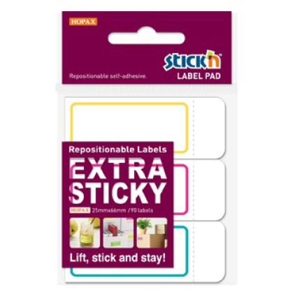 Etichete autoadezive 25 x 65 mm, 3 x 90 etichete/set Stick"n Extra sticky label - albe- chenar color