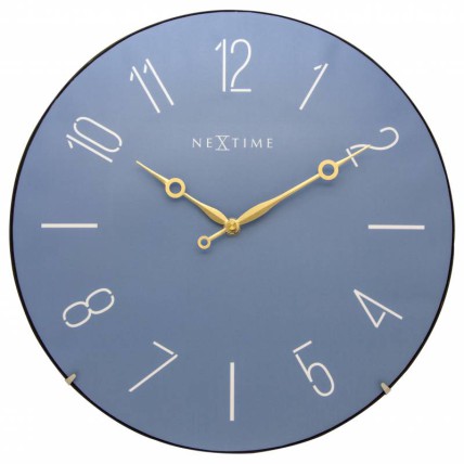 Ceas de perete, D-35 cm, cifre arabe, sticla convexa, NeXtime - "Trendy Dome", albastru