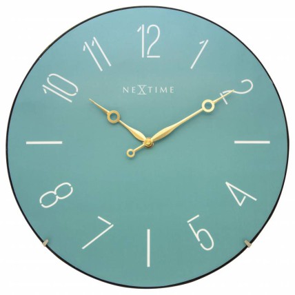 Ceas de perete, D-35 cm, cifre arabe, sticla convexa, NeXtime - "Trendy Dome", turquoise