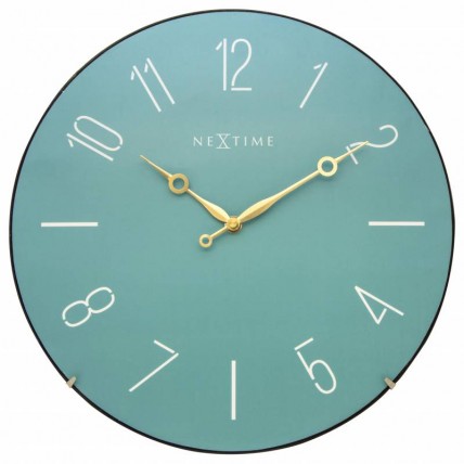 Ceas de perete, D-35 cm, cifre arabe, sticla convexa, NeXtime - "Trendy Dome", turquoise