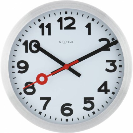 Ceas de perete, D-35 cm, cifre arabe, aluminiu, NeXtime - "Station", alb
