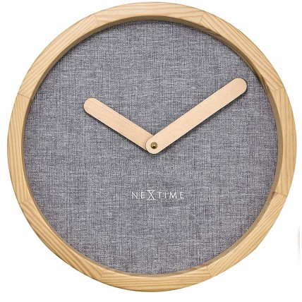Ceas de perete, D-30 cm, lemn si textil, NeXtime - "Calm", gri