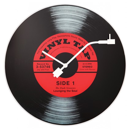 Ceas de perete, D-43 cm, sticla, NeXtime - "Vinyl Tap"