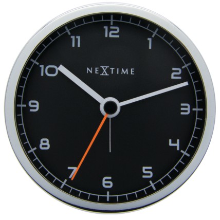 Ceas desteptator, 9x9x7,5 cm, cifre arabe, metal, NeXtime - "Company Alarm", negru