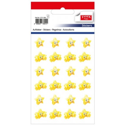 Stickere decorative, 24 buc/fila, 2 file/set, TANEX Kids - stelute cu chip - galbene