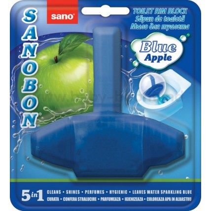 Odorizant solid pt. vasul toaletei, SANO Bon Blue Apple 5 in 1