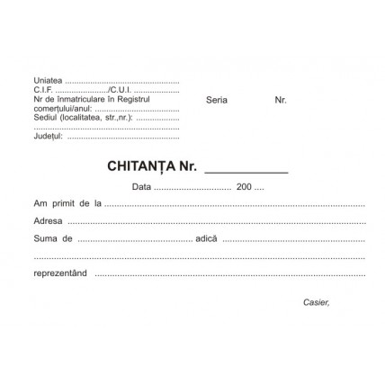 Chitantier, format A6, autocopiativ, 50set/carnet