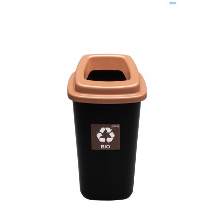 Cos plastic reciclare selectiva, capacitate 90l, PLAFOR Sort - negru cu capac maro - bio