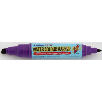 Watercolor marker ARTLINE 325T, doua capete - varf rotund 2.0mm/tesit 5.0mm - violet