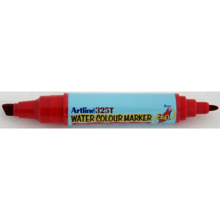 Watercolor marker ARTLINE 325T, doua capete - varf rotund 2.0mm/tesit 5.0mm - rosu