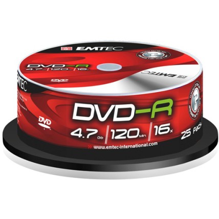 DVD-R 4.7GB (25 buc. Cakebox, 16x) EMTEC