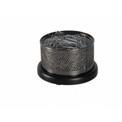 Suport agrafe, ROLODEX Wood & Metal - lemn negru/metal cromat