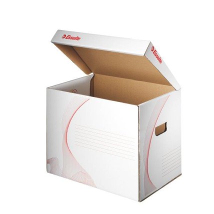 Container arhivare si transport Esselte Standard, cu capac, carton, 100% reciclat, FSC, alb