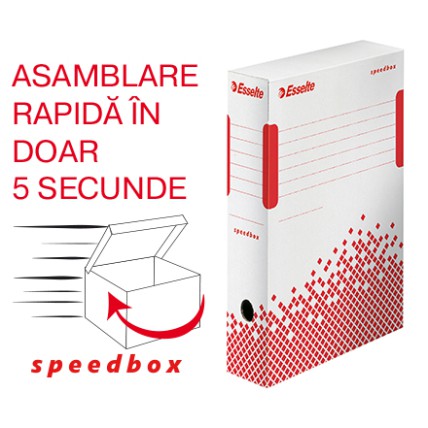 Cutie depozitare si arhivare Esselte Speedbox, carton, 100% reciclat, FSC, reciclabil, 80 mm, alb