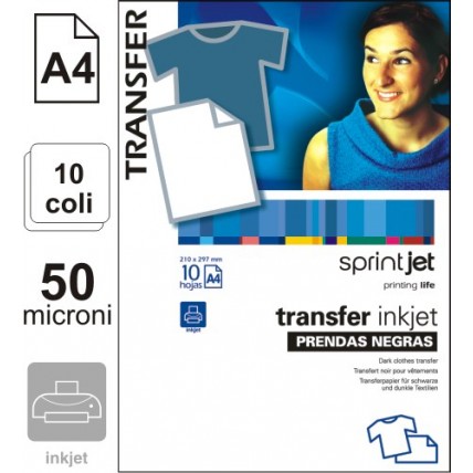Hartie de transfer pentru tricouri negre, A4, 10/set, Sprintjet