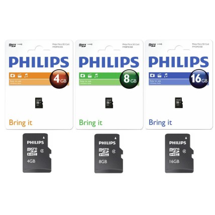 Card memorie Micro SDHC, cu adaptor SD, clasa 4, PHILIPS - 4GB