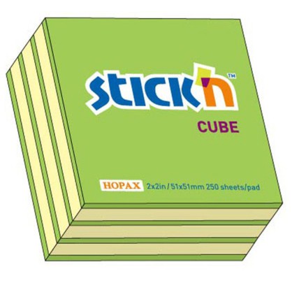 Cub notes autoadeziv 50 x 50 mm, 250 file, Stick"n - lamaie neon/galben pastel