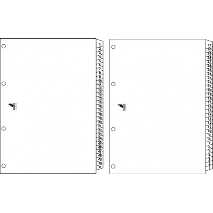 Index reversibil numeric 1-31/31-1, A4, carton alb 190g/mp, KANGARO Easy Move