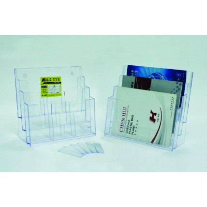 Display plastic pentru brosuri, de birou/perete, 3 x A4-landscape, KEJEA - transparent